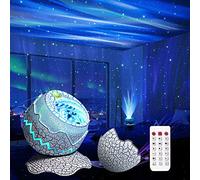 AIRIVO Northern Lights - Proyector de aurora con diseño de estrella y huevo de dinosaurio para dormitorio, proyector de galaxia con altavoz Bluetooth y ruido blanco y temporizador, luz nocturna para
