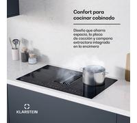 Klarstein Airjet Flexpro Placa De Inducción Con Extractor Integrado - A++ Eficiencia, 750 M³/H, 14 Kw, 4 Zonas Flexibles, Motor Silencioso 58 Db, Control Táctil, Negro