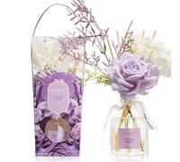 Airkeep Difusor de Aroma para Hogar con Varillas 120ml - Lavender Garden - Difusor Decorativo con Flores - Idea de Regalo para Mujer y Casa Nueva - Decoración Elegante para el Hogar