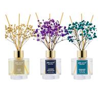 Airkeep Difusor de Aromas 50ml*3, Clean Linen, Ocean Mist & Sea Salt, Lavender Eucalyptus Ambientador Hogarcon 8 Varillas Ambientador, Difusor de Fragancia