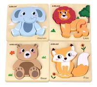 Airlab Puzzles de Madera, Juguete para Niños Bebe 18 Meses 1 2 3 Año | Rompecabezas de Animales Infantil, Juego Educativo Montessori, Regalo Original para Pascua, Cumpleaños y Todas las Fiestas