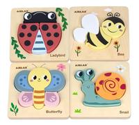 Airlab Puzzles de Madera, Juguete para Niños Bebe 18 Meses 1 2 3 Año | Rompecabezas de Animales Infantil, Juego Montessori Educativos para Niños Niñas, Regalo para Guardería Aprendizaje Cumpleaños