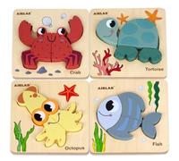 Airlab Puzzles de Madera, Juguetes para Niños Bebe 18 Meses 1 2 3 Año | Rompecabezas de Animales Infantil, Juegos Montessori Sensorial Educativo para Niños Niñas, Regalo de Cumpleaños y Guardería