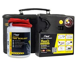 Airman Kit de reparación de neumáticos ResQ Emergancy, válvula fácil a través de la reparación de neumáticos selant, compresor de Aire, Adecuado para Todas Las Marcas y Modelos de automóviles Negro