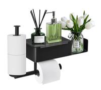 Airminti Portarrollos Papel Higienico, Porta Rollos de Papel Higienico con Placas de extensión, Portarollos Papel Higienico Adhesivo con 2 Portarrollos de Papel de Repuesto, Negro