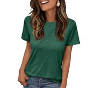 AirMood Camiseta básica Informal de Verano para Mujer, Ajuste Holgado, Cuello Redondo, Manga Corta, Verde, XL