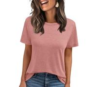 AirMood Camiseta Casual de Verano con Cuello Redondo para Mujer, Rosa, XL