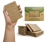 AIRNEX Almohadillas de estropajo a base de plantas para platos, almohadillas de limpieza de cáscara de coco antiarañazos - Almohadillas naturales de cocina para ollas y sartenes - Almohadillas