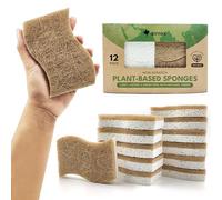 AIRNEX - Esponja de cocina natural biodegradable -Esponja compostable de celulosa y fibra de coco, paquete de 12 esponjas respetuosas con el medio ambiente para vajilla