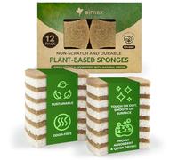 AIRNEX Esponjas naturales de cocina (paquete de 12) - Esponja biodegradable de celulosa y coco para cocina - Esponjas naturales ecológicas, no rayadas, compostables, no tóxicas para platos