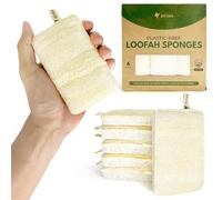 AIRNEX Esponjas naturales de lufa para platos, paquete de 6 unidades, compostables y celulosa, esponja de cocina sin plástico, con lazo de algodón para colgar