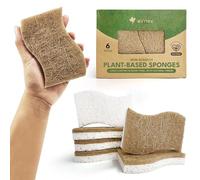 AIRNEX Paquete de 6 esponjas ecológicas de celulosa biodegradable y cáscara de coco - Esponjas de platos de cocina sin plástico, no rayan, esponjas naturales compostables para lavar
