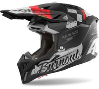Airoh Aviator 3 Burnout Casco de motocross, negro mate/rojo, Talla S (55/56)