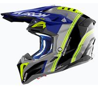 Airoh Aviator 3 Hima, casco de motocross M male Gris/Negro/Azul/Amarillo Neón