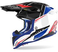 Airoh Aviator 3 Push Casco de motocross, Azul/Rojo, Talla S (55/56)