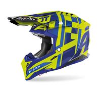 Airoh Aviator 3 TC21 Casco de motocross, azul-amarillo, tamaño 2XL para Hombres