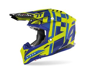 Airoh Aviator 3 TC21 Casco de motocross, azul-amarillo, tamaño XS para Hombres