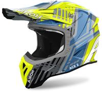 Airoh Aviator Ace 2 Proud Casco de motocross, azul-amarillo, tamaño S para Hombres
