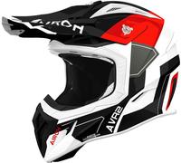 Airoh Aviator Ace 2 Shield Casco de motocross, Negro/Blanco/Rojo, Talla XS (53/54)