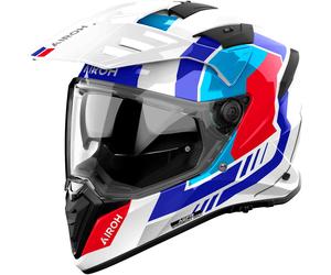Airoh Bandit Horn, casco de aventura S female Blanco/Rojo/Azul/Azul Claro