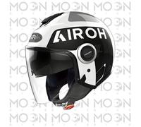 Airoh Helios UP Casco Jet Moto Blanco Negro Brillante ECE 22.05 Doble Visera