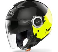 Airoh Helyos Fluo Casco de jet, negro-amarillo, tamaño XS para Hombres