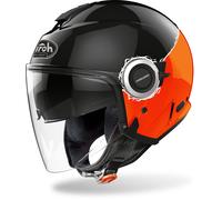 Airoh Helyos Fluo Casco de jet, negro-rojo, tamaño XS para Hombres