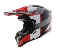 Airoh MX Casco Aviador 3 AMS² Monarca gris mate blanco rojo