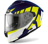 Airoh Spark Rise, casco integral S male Mate Azul Oscuro/Amarillo Neón/Blanco