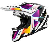 Airoh Twist 3 Rainbow Casco de motocross, negro-blanco-rosa, tamaño S
