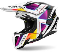 Airoh Twist 3 Rainbow Casco de motocross, negro-blanco-rosa, tamaño XS para Hombres