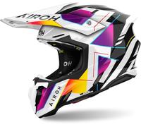 Airoh Twist 3 Rainbow Casco de motocross, negro-blanco-rosa, tamaño S para Hombres
