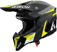 Airoh Wraaap Conquer Casco de motocross, negro mate/gris/amarillo neón, Talla S (55/56)