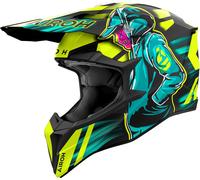 Airoh Wraaap Cyber Casco de motocross, azul-amarillo, tamaño M