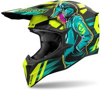 Airoh Wraaap Cyber Casco de motocross, amarillo/azul, Talla XXL (63)