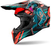 Airoh Wraaap Cyber Casco de motocross, azul-naranja, tamaño L para Hombres