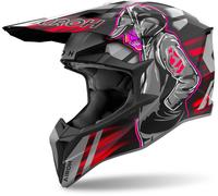 Airoh Wraaap Cyber Casco de motocross, negro-gris-rojo, tamaño M para Hombres