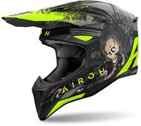 Airoh Wraaap Darkness Casco de motocross, negro/amarillo neón, Talla L (59/60)