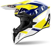Airoh Wraaap Feel Casco de motocross, blanco-azul-amarillo, tamaño XS para Hombres