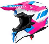 Airoh Wraaap Vision, casco de motocross XXS male Fucsia/Blanco/Azul Claro