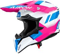 Airoh Wraaap Vision Casco de motocross, blanco-rosa-azul, tamaño M para Hombres