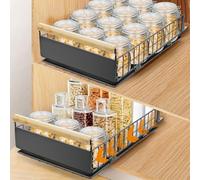 AirOpen 2 Piezas Cajón Extraíble para Cocina, Bandeja Extraible Armario cocina de Acero al Carbono, Cajón Telescópico Ultrasilencioso, Apto para Baño, Despensa, 40 cm x 23 cm x 11 cm