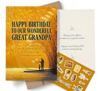 AIROW Tarjeta de cumpleaños - Tarjeta de felicitación de gran abuelo, cálido y sentimental patriarca, hermoso diseño de arte paisajístico, tamaño estándar A5, impresión de doble cara, incluye sobre de