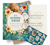 AIROW Tarjeta de felicitación de acuarela para profesor, agradecimiento y agradecimiento, diseño tropical agradecido, tamaño estándar A5, impresión de doble cara, arte original, incluye sobre y hoja