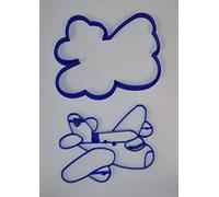 AIRPLANE 2 Pcs JET PLANE STAMP Cortador de cocina FONDANT BACKING TOOL USA PR673