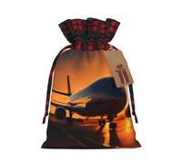 Airplane At Sunset - 1 bolsa de material duradero de 4.7 x 6.9 pulgadas con cordón para regalo elegante de Halloween