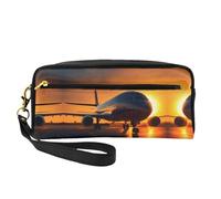 Airplane at Sunset - Bolsa de maquillaje de viaje para mujer, bolsa de maquillaje para bolso, bolsa de aseo portátil, organizador de accesorios, Black, Talla única, Neceser de maquillaje