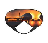 Airplane at Sunset - Máscara de ojos de doble cara, máscara de ojos con correa ajustable, cubierta de sombra para dormir, bloquea la luz