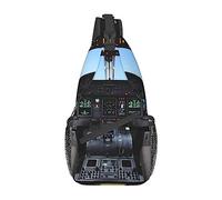 Airplane Cockpit Men's Sling Backpack, Travel Hiking Day Bag Crossbody Shoulder Bag.