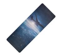 Airplane Flying over The Earth - Alfombrilla de yoga mate de goma natural antideslizante, grosor de 1 mm con bolsas, tapete para ejercicio de 71 x 26 pulgadas para ejercicio